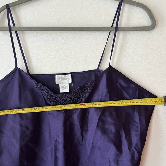 Vintage Sentiments Purple Satin Slip Dress women’s size large Lace Trim Y2K - Picture 9 of 10